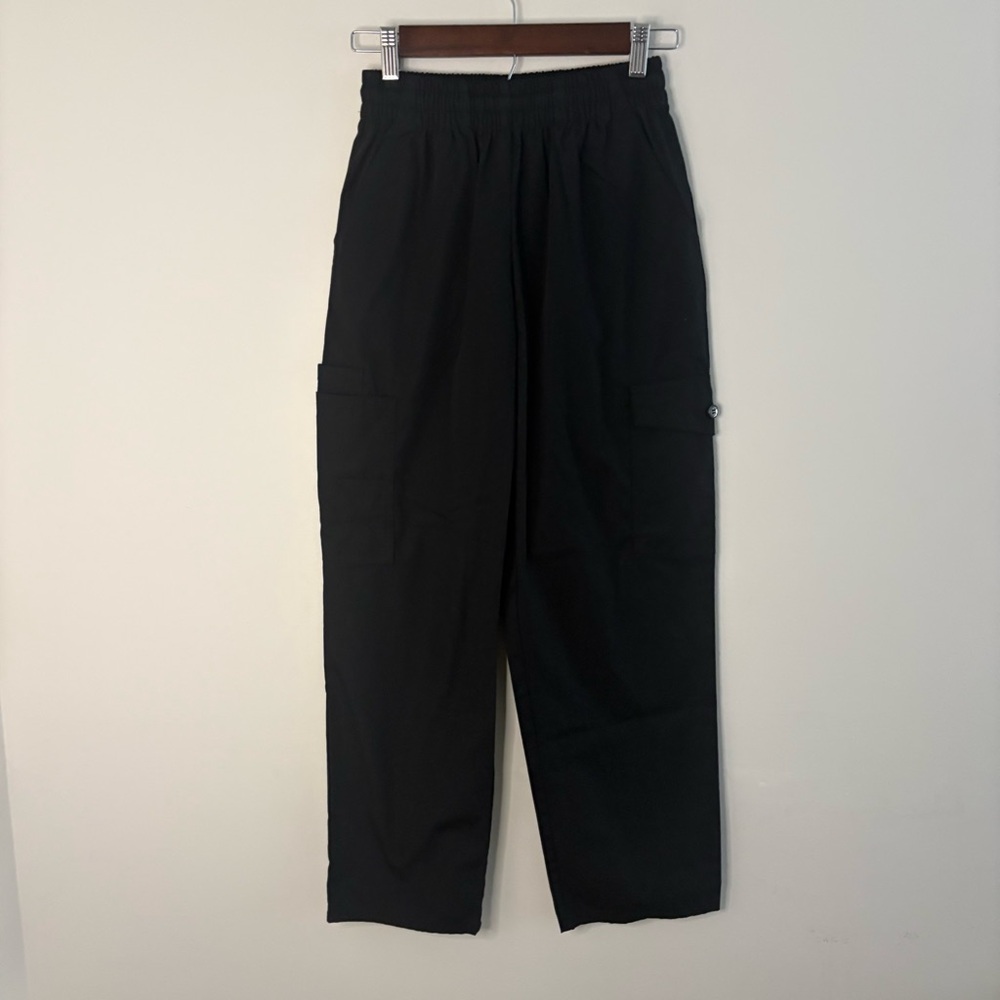 Adar Women’s XS Black Petite Medical Scrub Pants 27” Inseam 22” Waist EUC